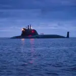 Um navio nuclear de fabricação russa | Foto: Reprodução/Twitter/X