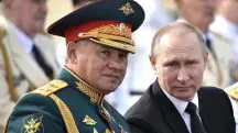 Ex-ministro da Defesa da Rússia, Sergei Shoigu (E), e o presidente Vladimir Putin