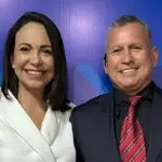 Maria Corina Machado e seu chefe de segurança