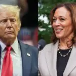 Donald Trump na esquerda e Kamala Harris na direita, candidatos à Presidência dos Estados Unidos