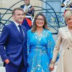 Janja, Macron e Brigitte na abertura da Olimpíada
