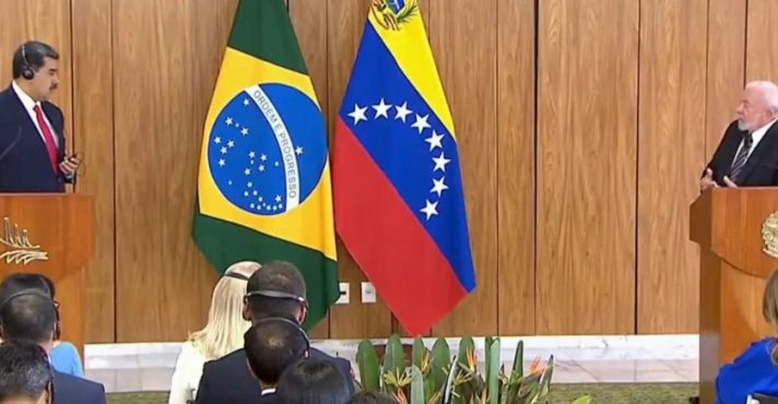 Evento realizado no Palácio do Planalto, em 29 de maio de 2023; na ocasião, Lula deu alguns conselhos ao ditador Nicolás Maduro | Foto: Reprodução/Redes sociais