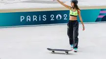 Rayssa Leal conquistou a melhor nota da história olímpica na fase de manobras | Foto: Reprodução/TwitterX