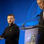 Volodymyr Zelensky, presidente da Ucrânia, durante cúpula da Otan