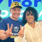 Capitão Assumção e sua vice, Mayra Marcarini, durante o lançamento de sua candidatura | Foto: Reprodução/Instagram/@pl22vitoria