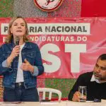 Gleisi Hoffmann, presidente do PT, durante plenária nacional das pré-candidaturas do MST | Foto: Divulgação/MST