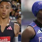 O atleta da França Sasha Zhoya e a velocista Sounkamba Sylla | Foto: Arte/Revista Oeste