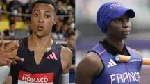 O atleta da França Sasha Zhoya e a velocista Sounkamba Sylla | Foto: Arte/Revista Oeste