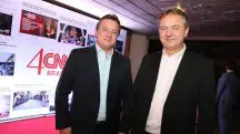 Os irmãos Wesley e Joesley Batista, da J&F, durante festa de aniversário da CNN Brasil | Foto: Iara Morselli e Marina Malheiros/Divulgação CNN Brasil