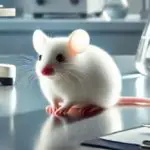 Imagem de rato branco em laboratório
