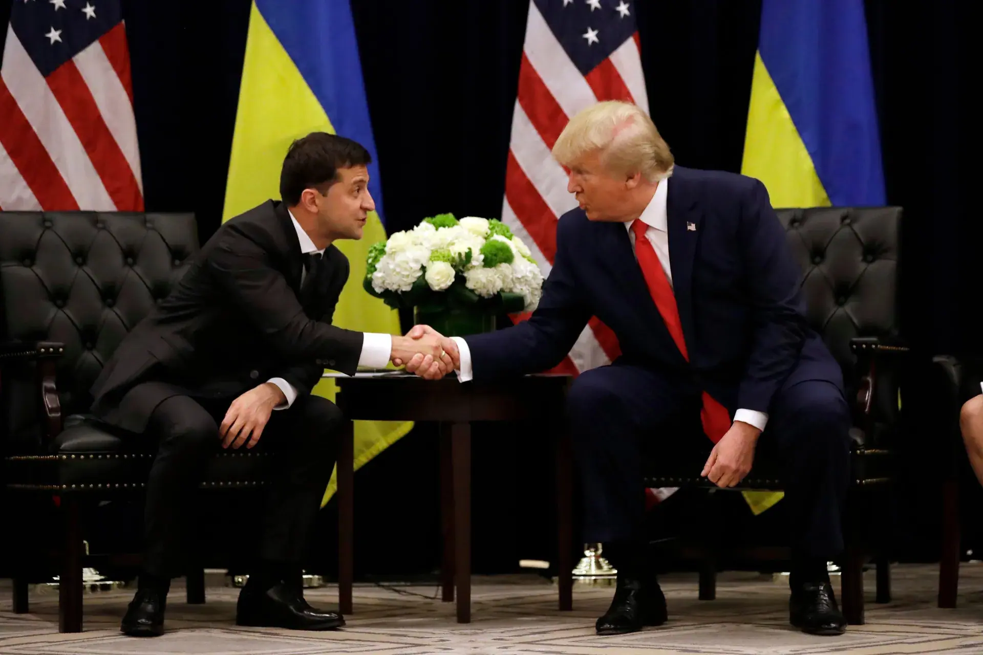 Zelensky e o ex-presidente dos EUA, Donald Trump, em uma reunião - 25/9/2019 | Foto: Reprodução/Redes sociais