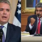 Da esquerda para a direita: o ex-presidente da Colômbia, Iván Duque, e o ditador venezuelano Nicolás Maduro | Foto: Reprodução/Redes sociais