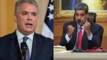 Da esquerda para a direita: o ex-presidente da Colômbia, Iván Duque, e o ditador venezuelano Nicolás Maduro | Foto: Reprodução/Redes sociais