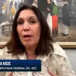 Bia Kicis durante entrevista ao Jornal da Oeste