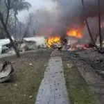 Destroços do avião que caiu em Vinhedo, cidade do interior paulista