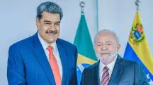 Lula e Maduro durante visita do ditador ao Brasil