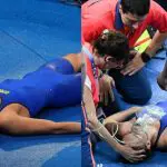 Imagem de atleta da Eslováquia deitada no chão