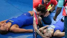 Imagem de atleta da Eslováquia deitada no chão