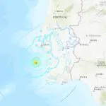 Região exata do terremoto em Portugal, na Europa