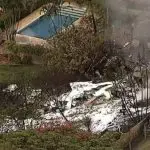 Destroços do avião que caiu em Vinhedo e matou 62 pessoas que estavam a bordo