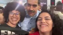 Rosa Amorom (à direita) e Nicolás Maduro (centro) durante o encontro | Foto: Reprodução/Twitter/X
