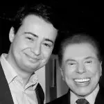 Fernando Morgado e Silvio Santos, em foto em preto e branco