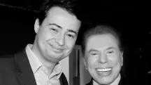 Fernando Morgado e Silvio Santos, em foto em preto e branco