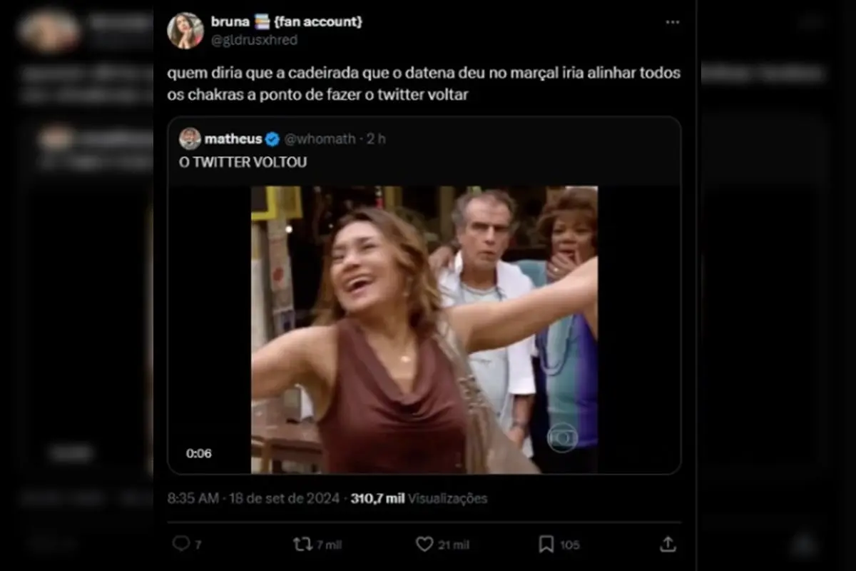 Meme sobre volta do Twitter/X