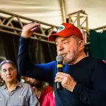 Luiz Inácio Lula da Silva em evento do MST no Acampamento Maria da Conceição (MG), em 2018