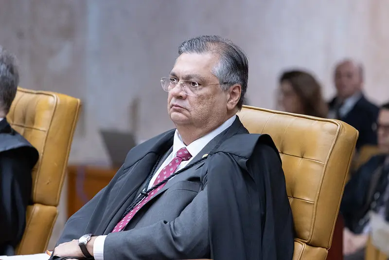 O ministro do STF Flávio Dino, em sessão plenária na Casa; ele criticou a demora do governo Lula em ações contra queimadas no Brasil