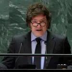 O presidente da Argentina, Javier Milei , discursa na 79ª Assembleia Geral das Nações Unidas na sede da ONU em Nova York, EUA (24/9/2024) | Foto: Reuters/Mike Segar
