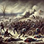 Burgos sofreu com o saque das tropas francesas, que deixaram a cidade em ruínas depois da vitória. Essa foi a Batalha de Gamonal | Foto: Divulgação/Revista Oeste | Imagem ilustrativa, gerada com o auxílio de inteligência artificial |