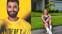 À esquerda, Gusttavo Lima; à direita, Deolane Bezerra