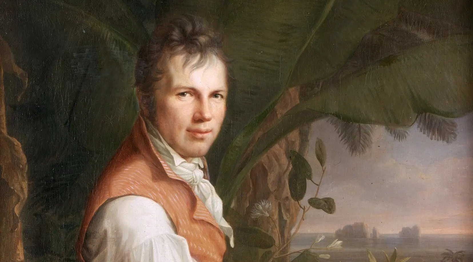 Alexander von Humboldt veste uma roupa branca e laranja