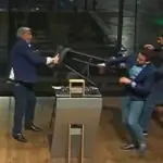 Momento da agressão de Datena a Pablo Marçal no debate da TV Cultura