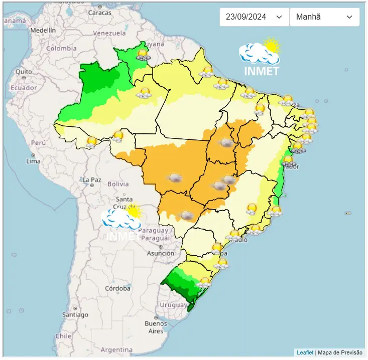 No Sudeste e no Centro-Oeste, as temperaturas são ainda mais elevadas | Foto: Divulgação/Inmet