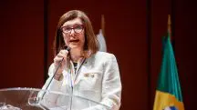 Presidente da Petrobras, Magda Chambriard, em seu discurso de posse