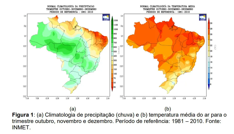 A qualidade e o volume de chuvas nas regiões Centro-Oeste, Sudeste e parte da Sul durante a estação vão depender da umidade proveniente da Amazônia | Foto: Divulgação/Inmet