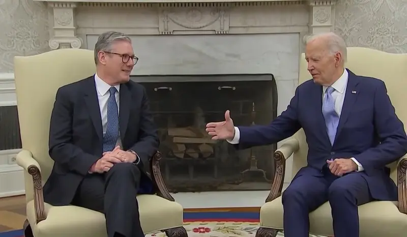 Primeiro-ministro britânico, Keir Starmer, e o presidente dos EUA, Joe Biden