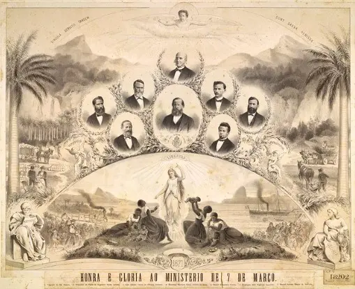 Retrato de Dom Pedro II e dos ministros da época em comemoração à assinatura da Lei do Ventre Livre | Foto: Reprodução/Flickr