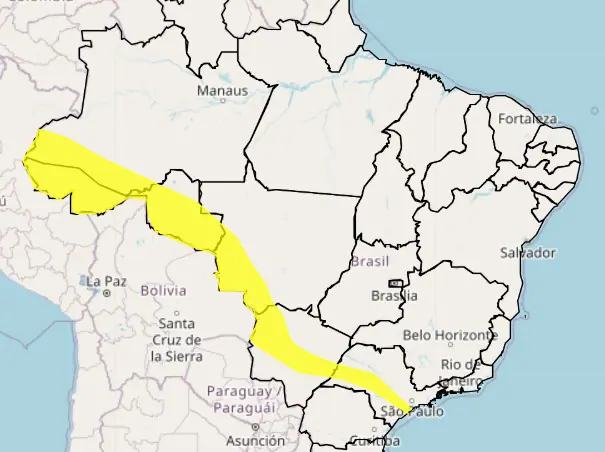 alerta amarelo - tempestade 6 estados