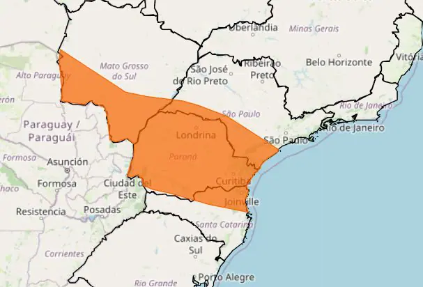 alerta laranja de tempestade - nova frente fria