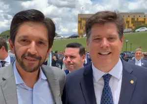 O prefeito de SP, Ricardo Nunes, e o presidente do MDB, Baleia Rossi, durante encontro em 2020 | Foto: Reprodução/Redes sociais