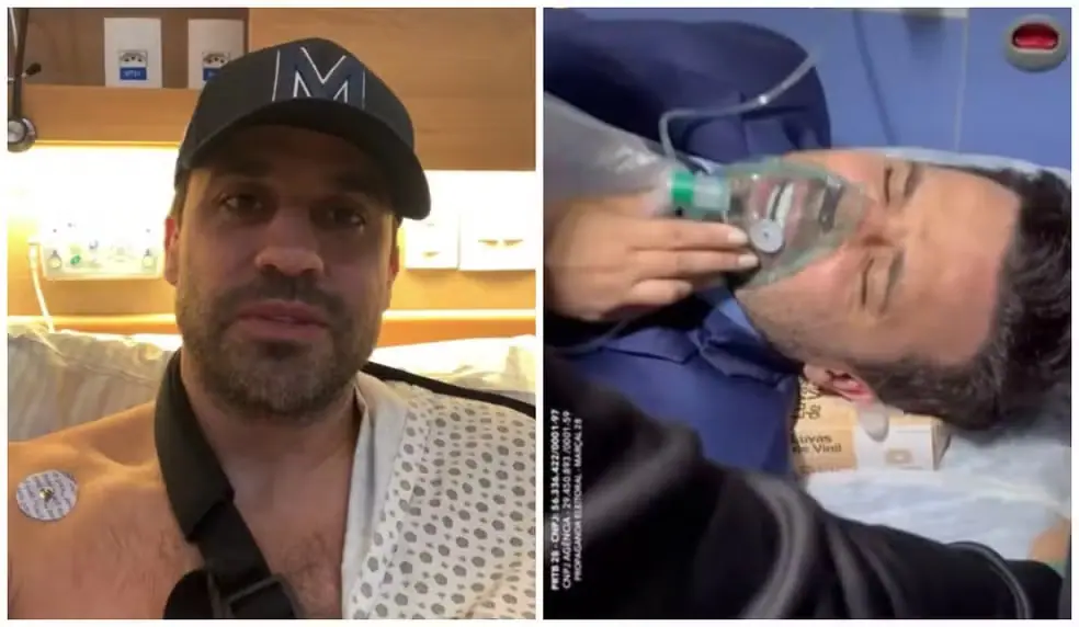 Pablo Marçal depois de ser atendido no Hospital Sírio-Libanês, em São Paulo: lesões no tórax e no punho | Foto: Reprodução/Instagran