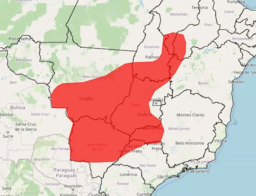 Mapa de alertas do Inmet