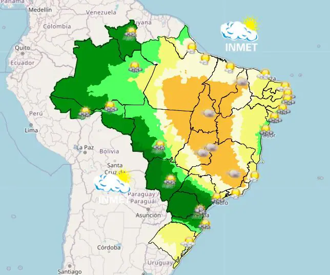 Mapa previsão do tempo