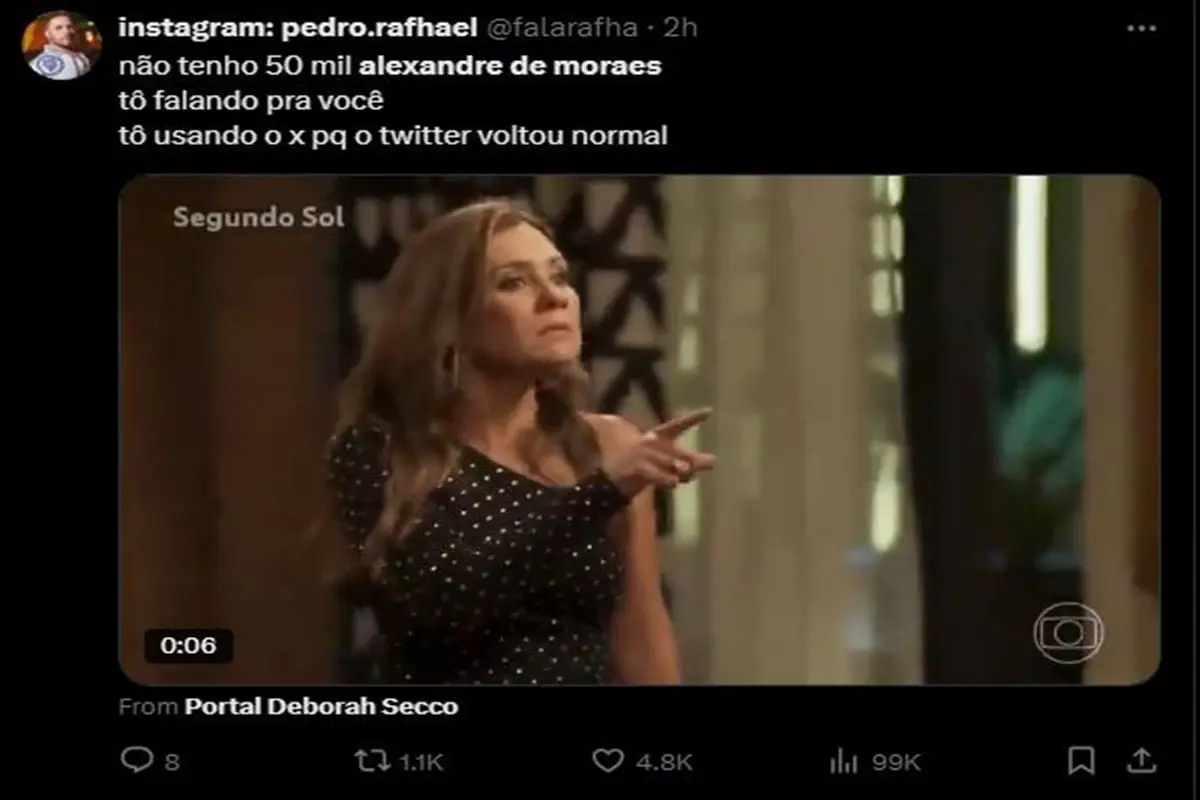 Meme sobre volta do Twitter/X