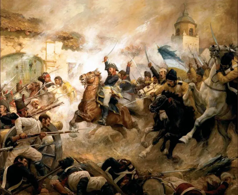 Quadro <i>Carga de O'Higgins en la Batalla de Rancagua</i>, pintura a óleo de Pedro Subercaseaux, 1938 | Foto: Reprodução/Wikimedia Commons