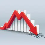 Red,Arrow,Crashes,Through,The,Ground,,Falling,Bars,,Vector,Illustration.