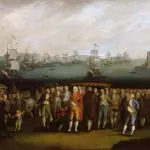 O acordo secreto em Londres culminou na transferência da Corte Portuguesa para o Brasil; na imagem (autor desconhecido), é retratado o embarque da família real portuguesa | Foto: Reprodução/Wikimedia Commons